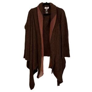 Crea Concept Cardigan Womens L Brown Mohair Wool Blend Open Front Shawl Collar